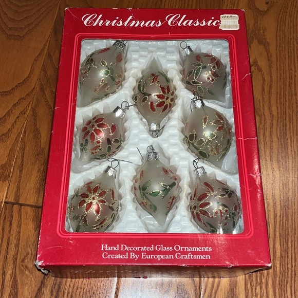 Hand decorated glass ornaments set of 8 commodore - Picture 4 of 12